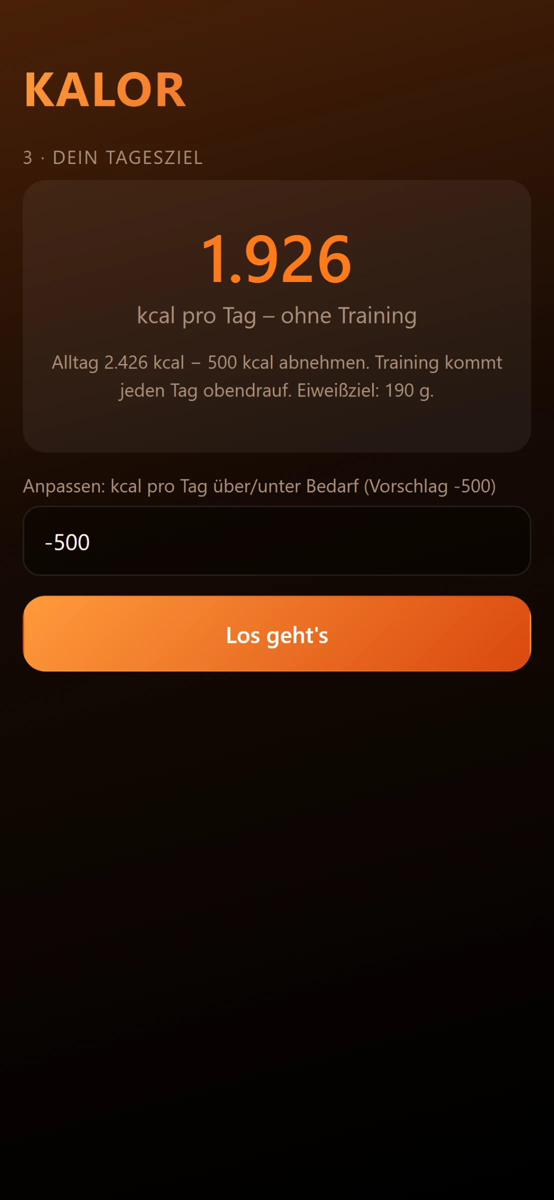 Kalor: persönliches Tagesziel