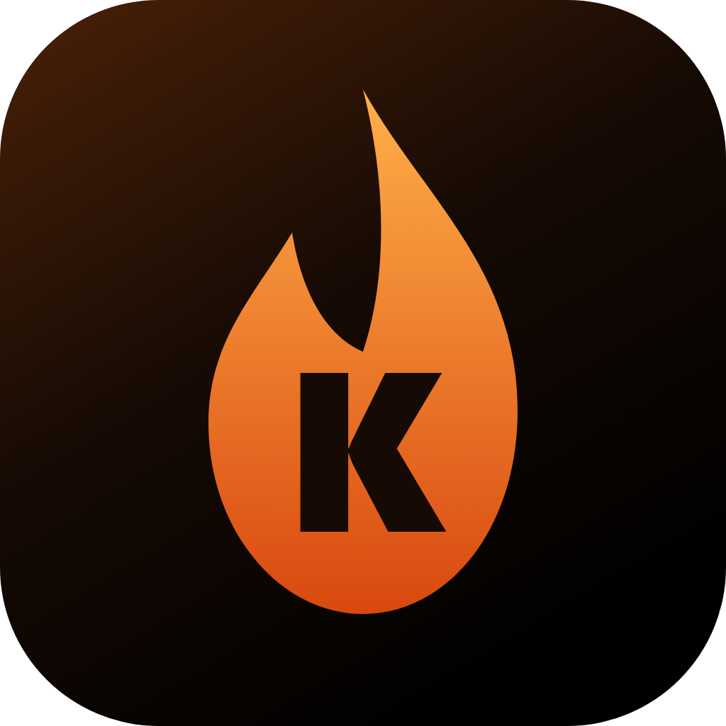 Kalor – App-Icon mit Flamme und K